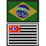 Patch Bordado Bandeira Brasil São Paulo Kit Com 06 Peças