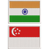 Patch Bordado Bandeira Índia E Singapura
