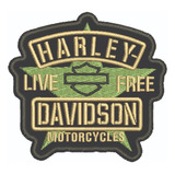 Patch Bordado Hd Harley Live Free 8cm Hdm098l080a075