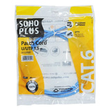 Patch Cord U/utp Sohoplus Cat6 Cmx T568a 1,5m Azul Claro