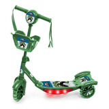 Patinete 3 Rodas Infantil Hulk Lançamento Cesta Luz Musica