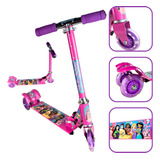 Patinete Infantil 3 Rodas Dobrável Princesas Criança Rosa 60