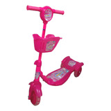 Patinete Infantil 3 Rodas Musical Luzes Cesta Importway Rosa