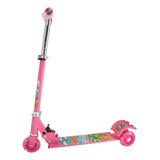 Patinete Infantil Menina Menino 3 Rodas Led Dobrável 50kg Cor Rosa