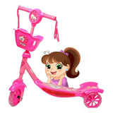 Patinete Infantil Menina Rosa Musical 3 Rodas Kidy Replay 