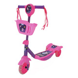 Patinete Infantil Musical Rosa 3 Rodas Com Luzes Espacial