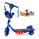 Patinete Infantil Patrulha Canina Musical Com Cesta E Luzes