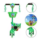 Patinete Infantil Patrulha Canina Verde 3 Rodas Ajustável