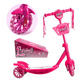 Patinete Infantil Rosa P/ Crianças C/ Luzes E Som 3 Rodas