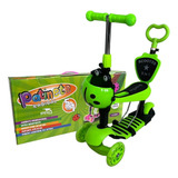 Patinete Joaninha Radical Infantil Led C/ 3 Rodas Verde Rosa