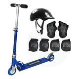 Patinete Menino Radical Infantil Ajustável Azul + Proteção