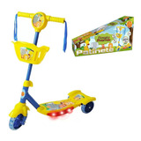 Patinete Musical Infantil 3 Rodas Floresta Cesta Luzes Som