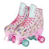 Patins 4 Rodas Ajustável Com Luz Unicórnio Rosa 35 Ao 38