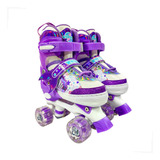 Patins 4 Rodas Infantil C Led Quad Menina Ajustável Feminino