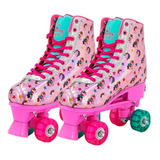 Patins 4 Rodas Infantil Menina Ajustável Com Luz 30 Ao 38 . 