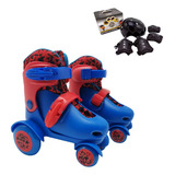 Patins 4 Rodas Infantil Menino Azul 25-28 + Kit De Proteção