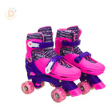 Patins 4 Rodas Luz De Led Brilhante Ajustável Estilo Roller