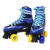 Patins 4 Rodas Roller Clássico Azul Tamanho 34/35 Bw020az