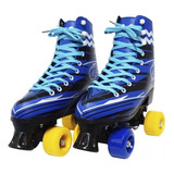 Patins 4 Rodas Roller Clássico Tradicional Azul Bw-020az