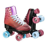 Patins Classico Feminino 4 Rodas Rosa Retrô Tamanho 34 Freio