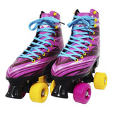 Patins Clássico Tradicional Quad 4 Rodas Feminino Rosa 31