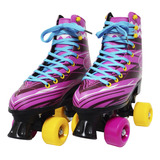 Patins Clássico Tradicional Quad 4 Rodas Feminino Rosa 32