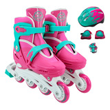 Patins In Line 4 Rodas Infantil Ajustável Numero 33 Ao 37