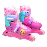 Patins In-line Tri-line Rosa 31 A 34 Menina Ajustável 