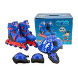 Patins Infantil E Kit Proteção Roller Inline 34-37 Ajustável