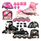 Patins Infantil Inline Roller 4 Rodas + Equipamento Proteção