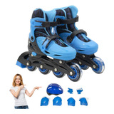 Patins Infantil Inline Roller 4 Rodas + Equipamento Proteção