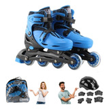 Patins Infantil Inline Roller 4 Rodas + Equipamento Proteção
