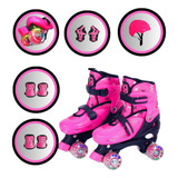 Patins Infantil Roller 4 Rodas Com Capacete E Kit Proteção