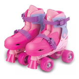 Patins Quad 4 Rodas Retrô Clássico Roller Skate Menina Rosa