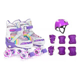 Patins Quad Lindo Roxo Ajustável +