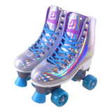 Patins Quad Roller Shine Ajustável 4 Rodas Prata - Fenix 