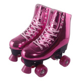 Patins Quad Roller Shine Ajustável 4 Rodas Rosa - Fenix