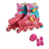 Patins Roller In Line Com Kit Proteção Fenix 30 Ao 41