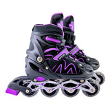 Patins Roller Inline 4 Rodas C/ Led Skate Ajustavél