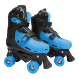 Patins Roller Masculino Ajustável Azul E Preto - Dm Toys
