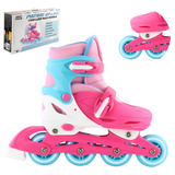 Patins Rosa Infantil 4 Rodas Led