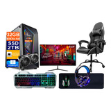 Pc Gamer Ryzen 7 5700x 2tb 32g Rtx 4060ti 8g Monitor+cadeira