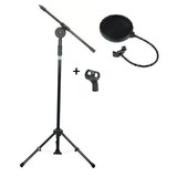 Pedestal P/ Microfone Reforçado Pe2 C/ Cachimbo E Popfilter