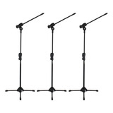 Pedestal Suporte Para Microfone Ibox Estante Girafa Kit 3 Pç