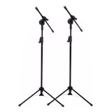 Pedestal Tripé P/ Microfone Girafa Reforçado Kit Com 2 Pe2bk