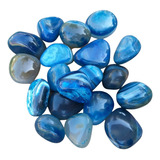 Pedra Natural Cristal Ágata Azul Rolada Semipreciosa Pc 150g