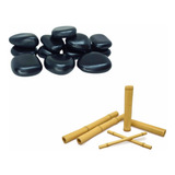 Pedra Quente Kit 12 + Bambu Para Massagem Corporal Saúde 