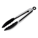 Pegador Culinário Pinça Silicone 22/26/30 Cm Multiuso Inox Cor Preto 26cm