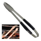 Pegador De Cozinha Churrasco Carne Longo Aço Inox Preto 40cm