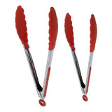 Pegadores Pinça Silicone Para Salada Churrasco Inox Fritura